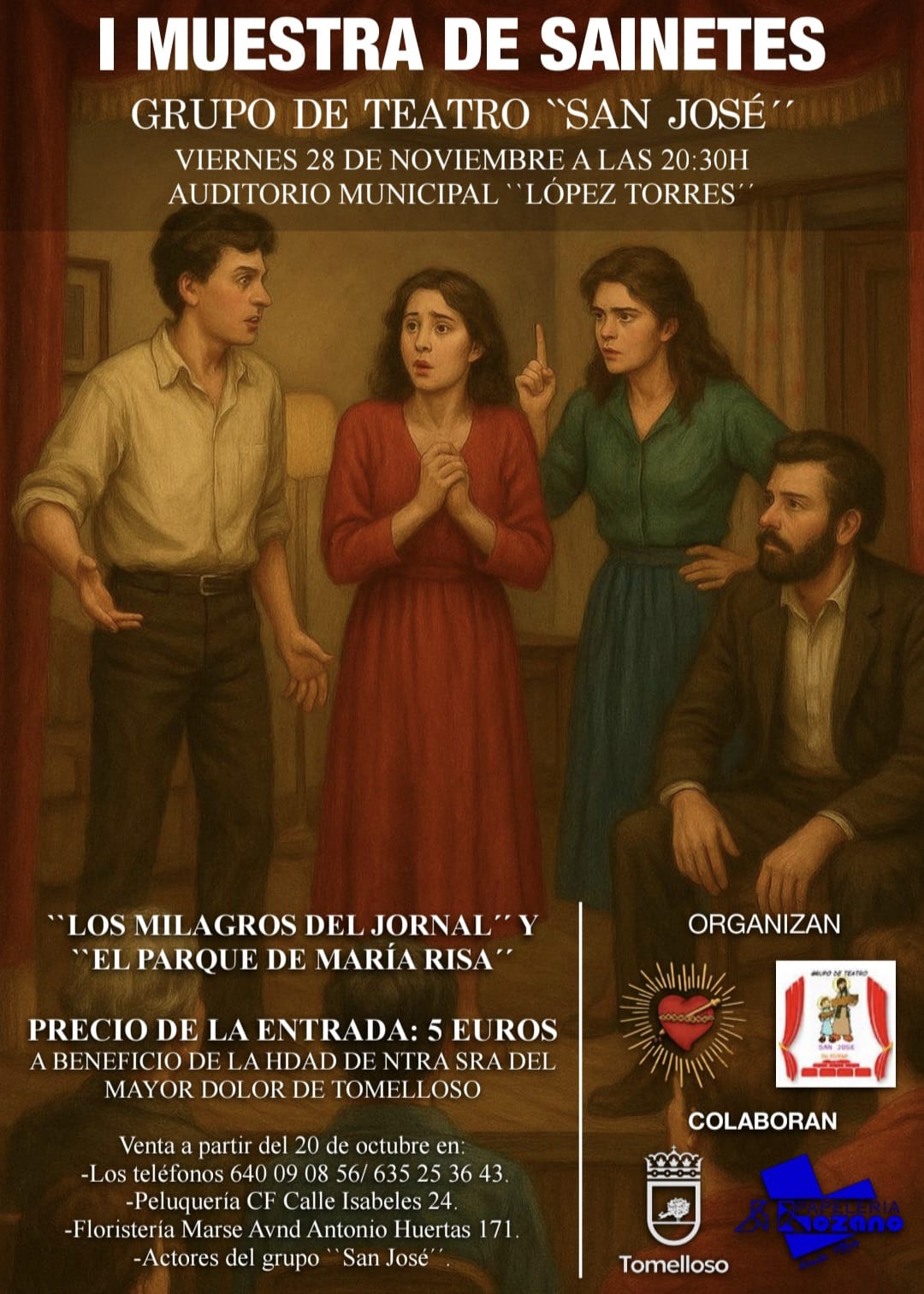 El Grupo de Teatro “San José” regresa con humor y solidaridad: dos sainetes a beneficio de Ntra. Sra. del Mayor Dolor