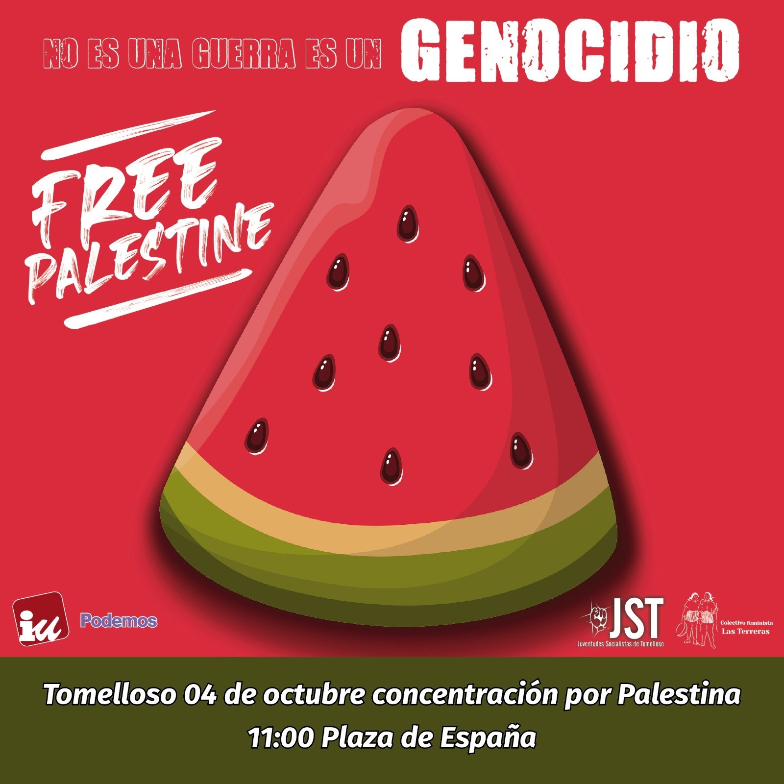 Podemos, Las Terreras y JJSS convocan en Tomelloso una manifestación en solidaridad con Palestina