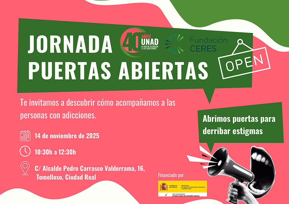 CERES abrirá sus puertas para derribar estigmas en torno a las adicciones el próximo 14 de noviembre
