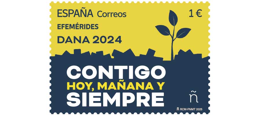 Correos presenta un sello dedicado a la DANA 2024 con el lema “Contigo hoy, mañana y siempre” 1 Correos presenta un sello dedicado a la DANA 2024 con el lema “Contigo hoy, mañana y siempre”