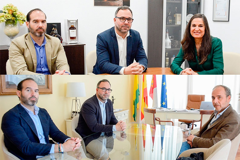 Navarro se reúne con la responsable de planta de Osborne y la dirección de Bodegas Fundador