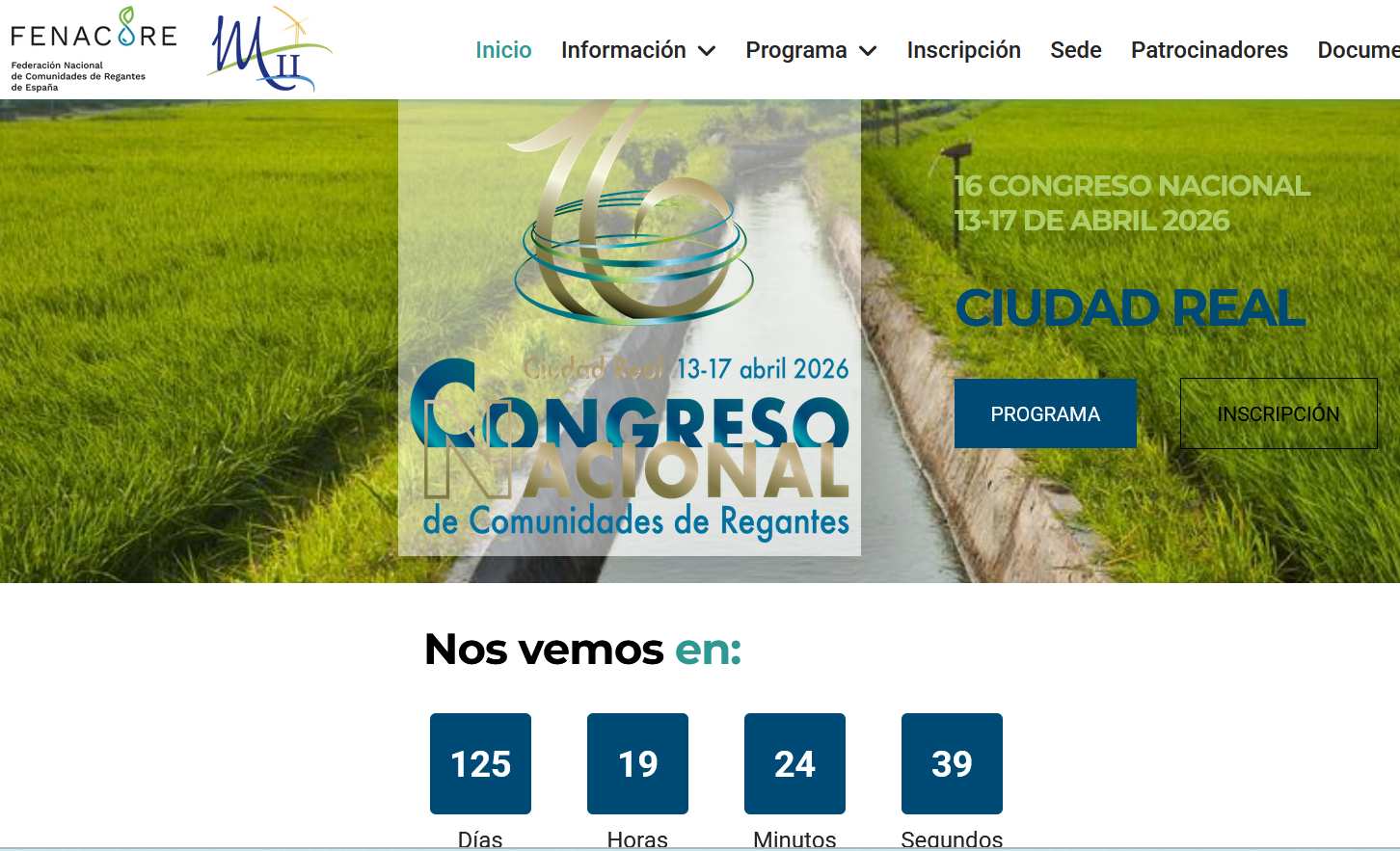 El 16 Congreso Nacional de Regantes, que se celebrará en Ciudad Real en 2026, abre sus inscripciones