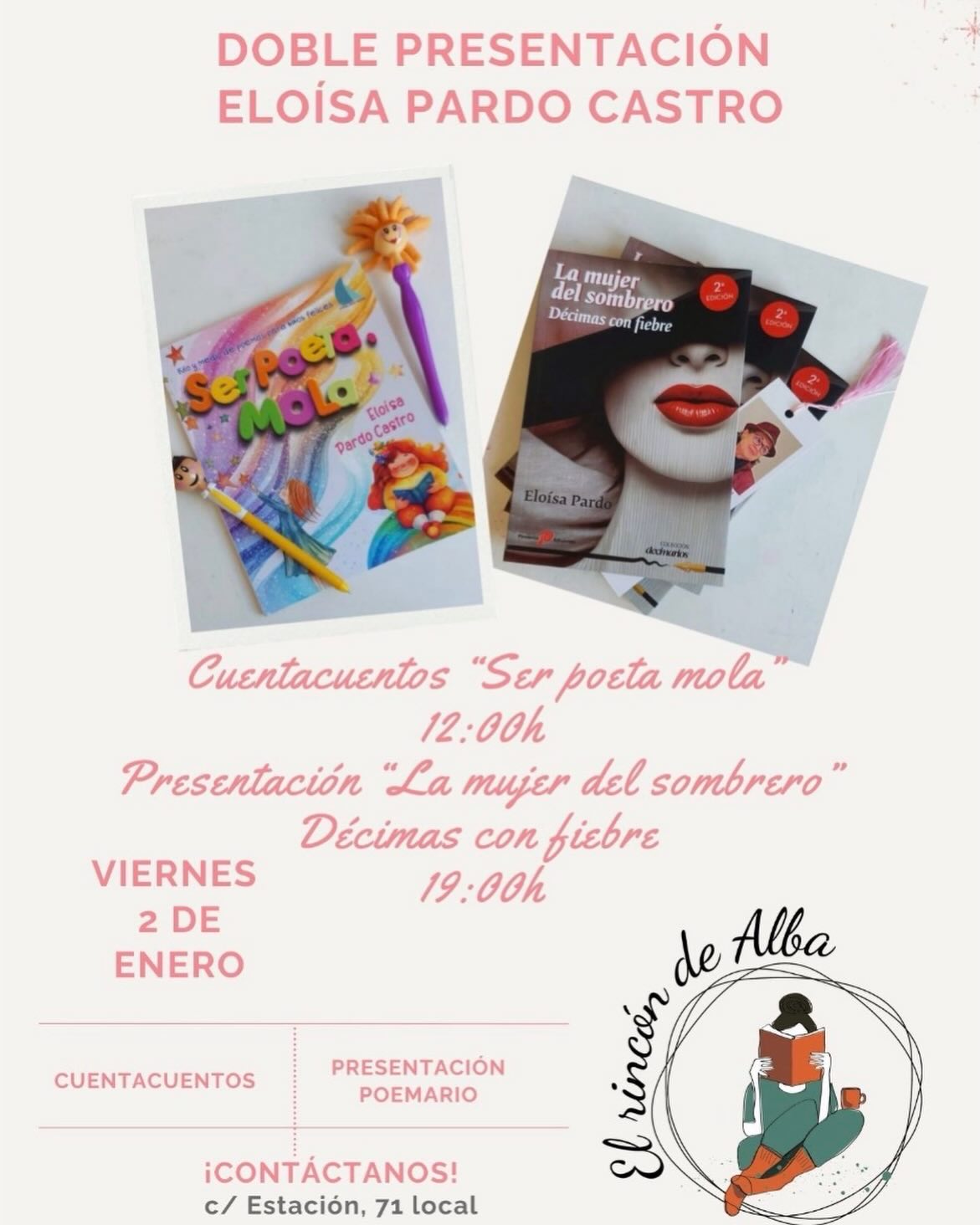 Eloísa Pardo Castro lleva la poesía a El Rincón de Alba con una doble cita: niños por la mañana, versos para adultos por la tarde