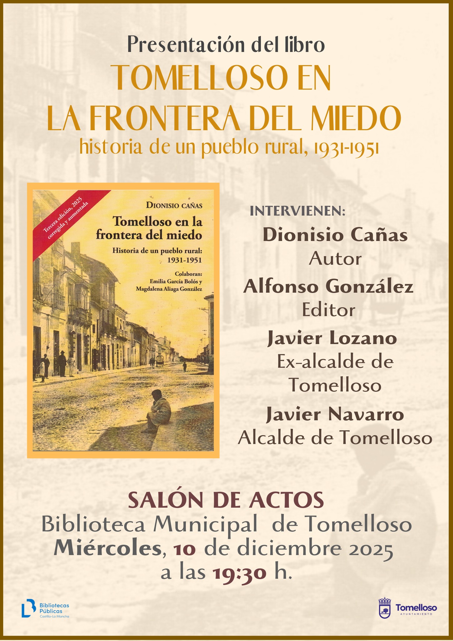 La Biblioteca Municipal acoge la obra de Dionisio Cañas que desvela las sombras y vivencias de Tomelloso entre 1931 y 1951