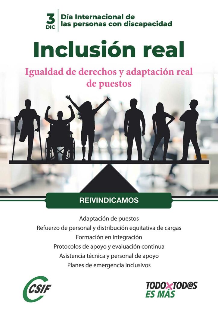 CSIF reclama una inclusión laboral efectiva, con igualdad de derechos y adaptación real de los puestos