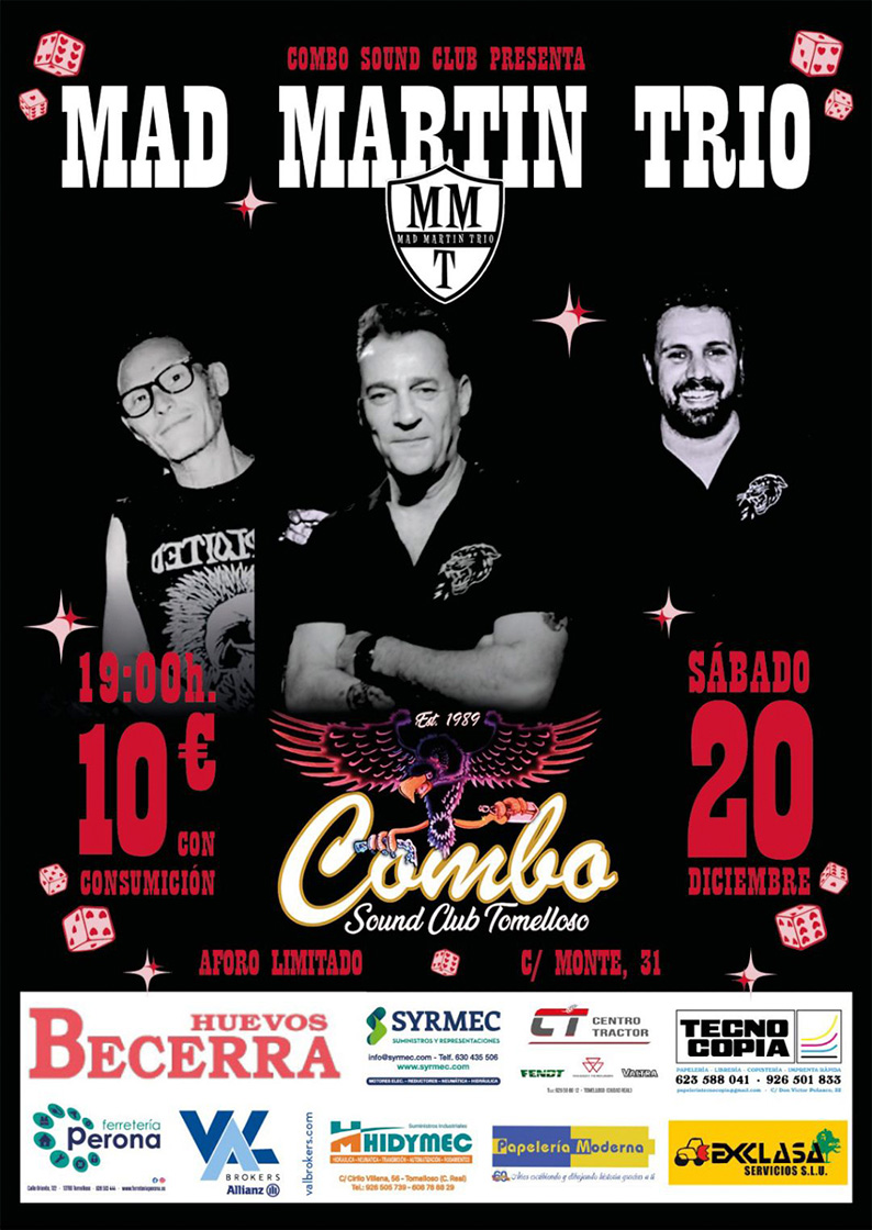 Mad Martin Trio aterriza en Tomelloso: Rock and Roll sin freno este sábado en Combo Sound Club