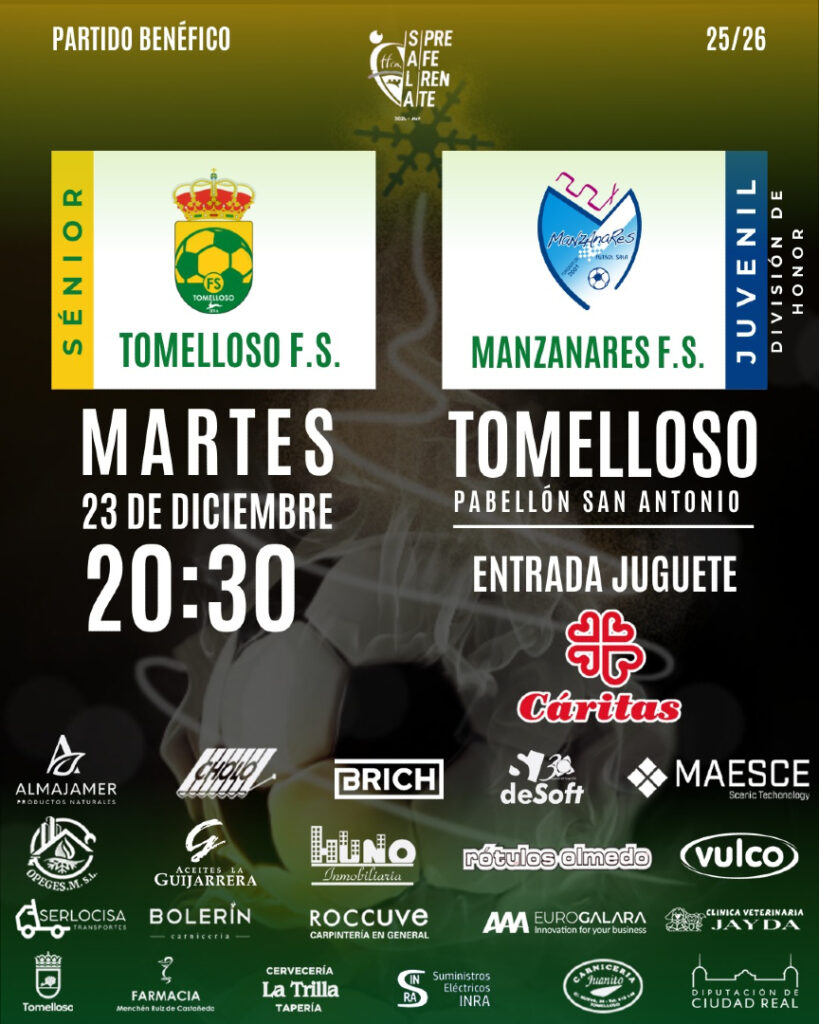 Tomelloso convierte un partido de fútbol sala en una recogida solidaria: “Ningún niño sin juguete” esta Navidad 2 ningun nino sin juguete