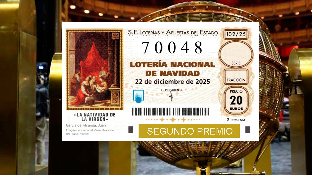 El 70048, segundo premio de la Lotería de Navidad 2025