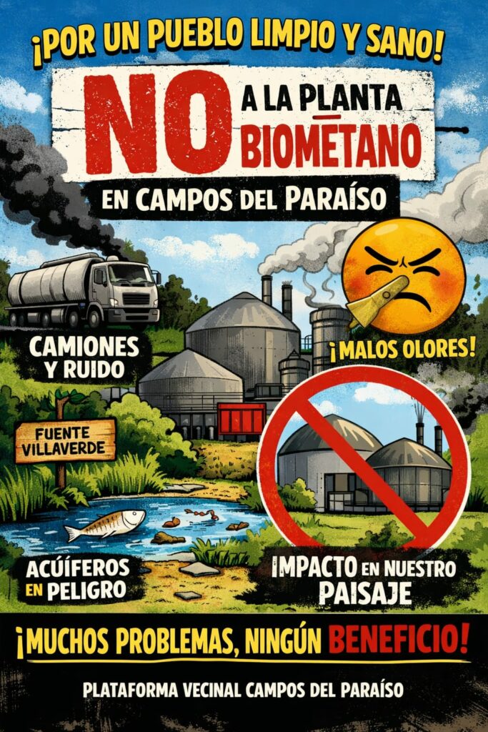 Vecinos de Campos del Paraíso inician una movilización contra una planta de biometano "que amenaza el entorno, la salud y el territorio" 1 calparaiso cuenca