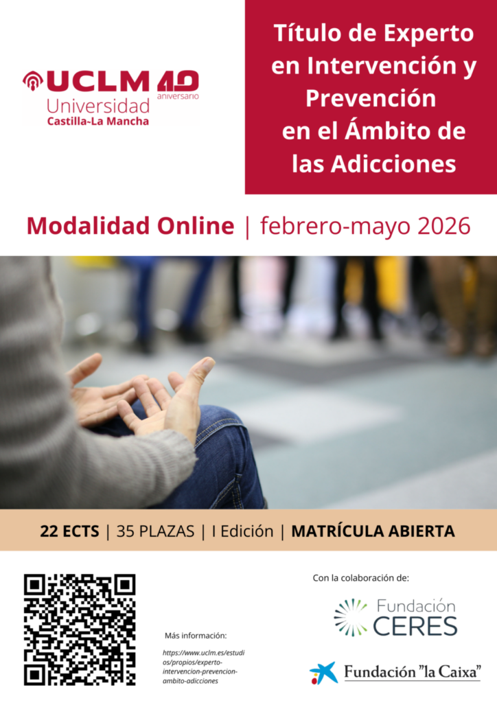 Inscripciones abiertas para el I Experto Universitario en intervención y prevención en el ámbito de las adicciones donde colabora Fundación Ceres 1 ceresuclm