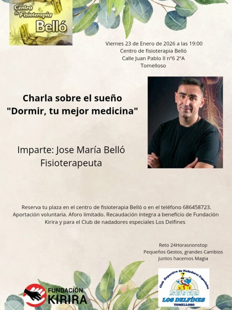 Charla sobre el sueño en el 24 horas non-stop de Fisioterapia Belló: claves para descansar mejor este viernes 23 de enero 1 Charla sobre el sueño en el 24 horas non-stop de Fisioterapia Belló: claves para descansar mejor este viernes 23 de enero