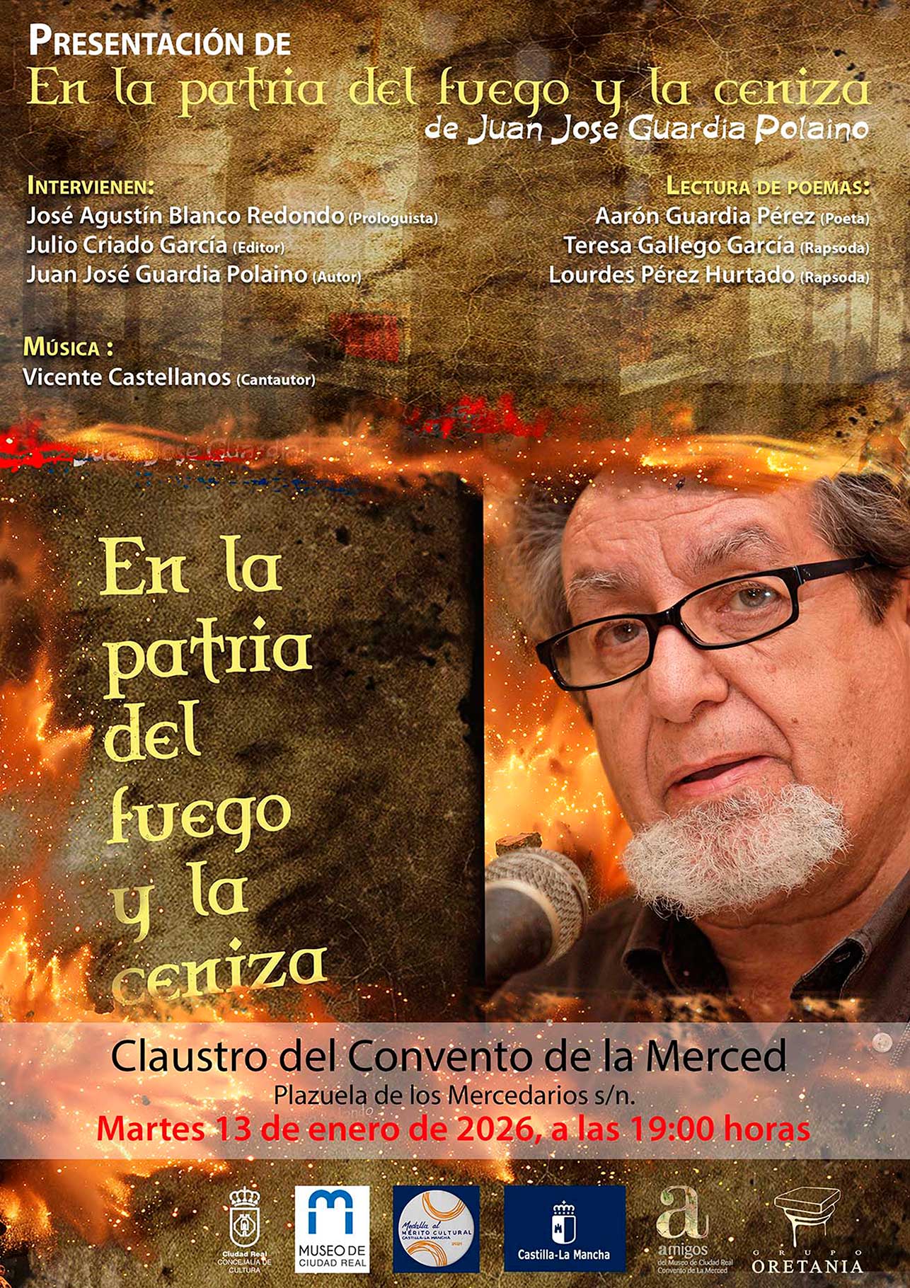 Juan José Guardia Polaino, presenta en la Merced su poemario “En la patria del fuego y la ceniza”