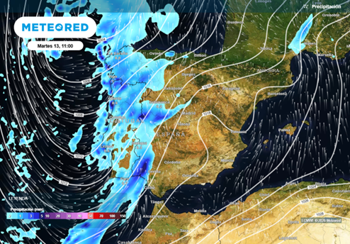Meteored advierte de la llegada de un río de humedad que reforzará las lluvias en varias comunidades