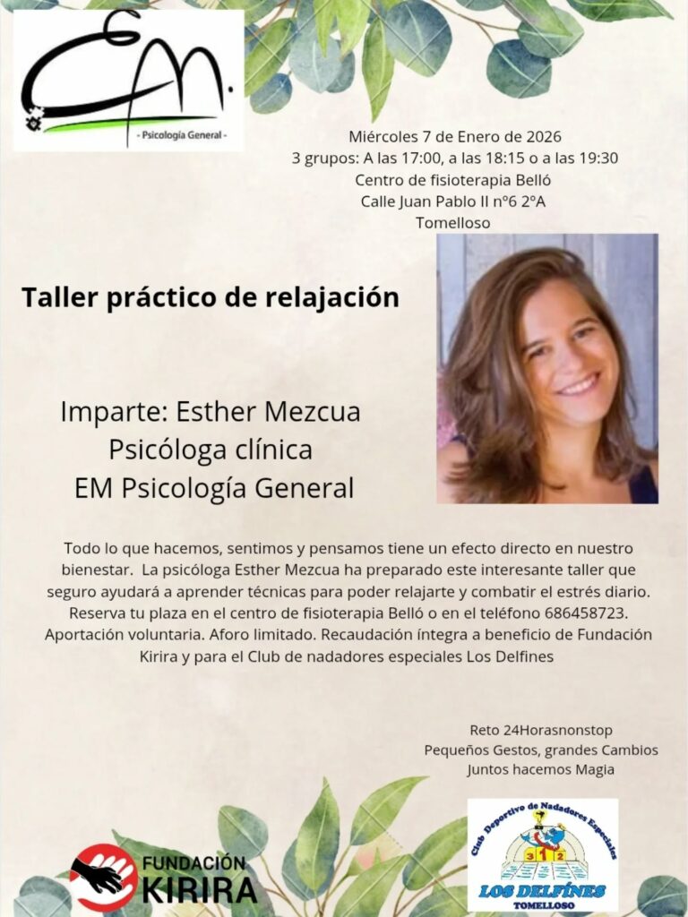Centro de Fisioterapia Belló anuncia un taller práctico de relajación el 7 de enero con Esther Mezcua 1 tallerrrelajacion