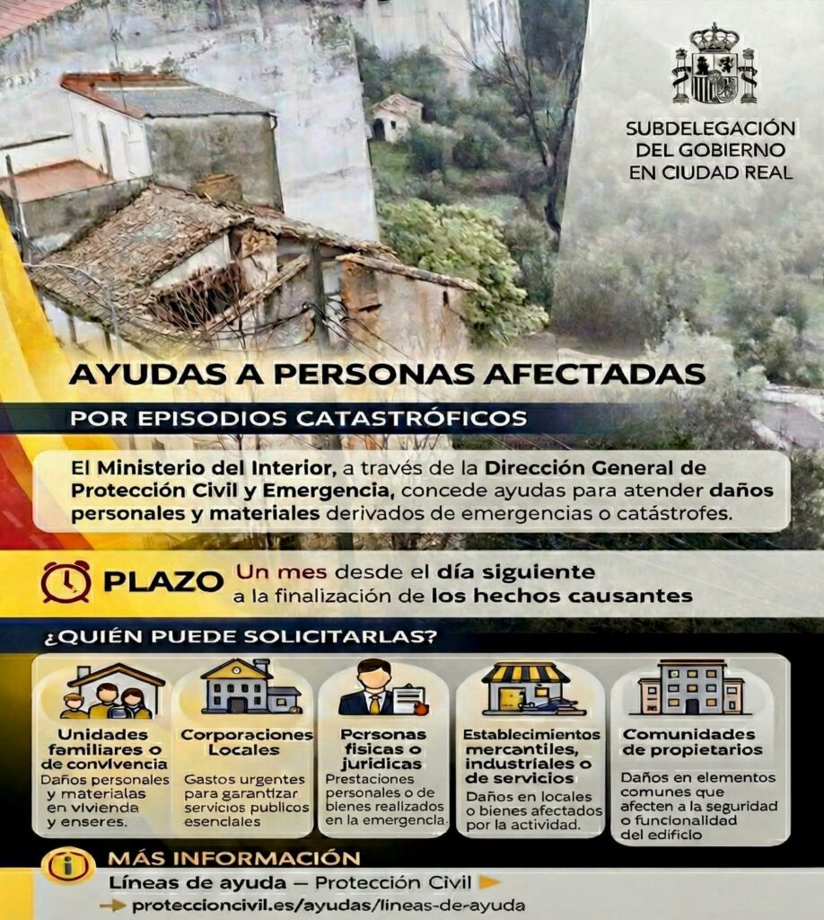 El Gobierno de España activa ayudas y subvenciones para paliar los daños causados por la borrasca Leonardo en la provincia de Ciudad Real 2 ayudasapersonasafectadas