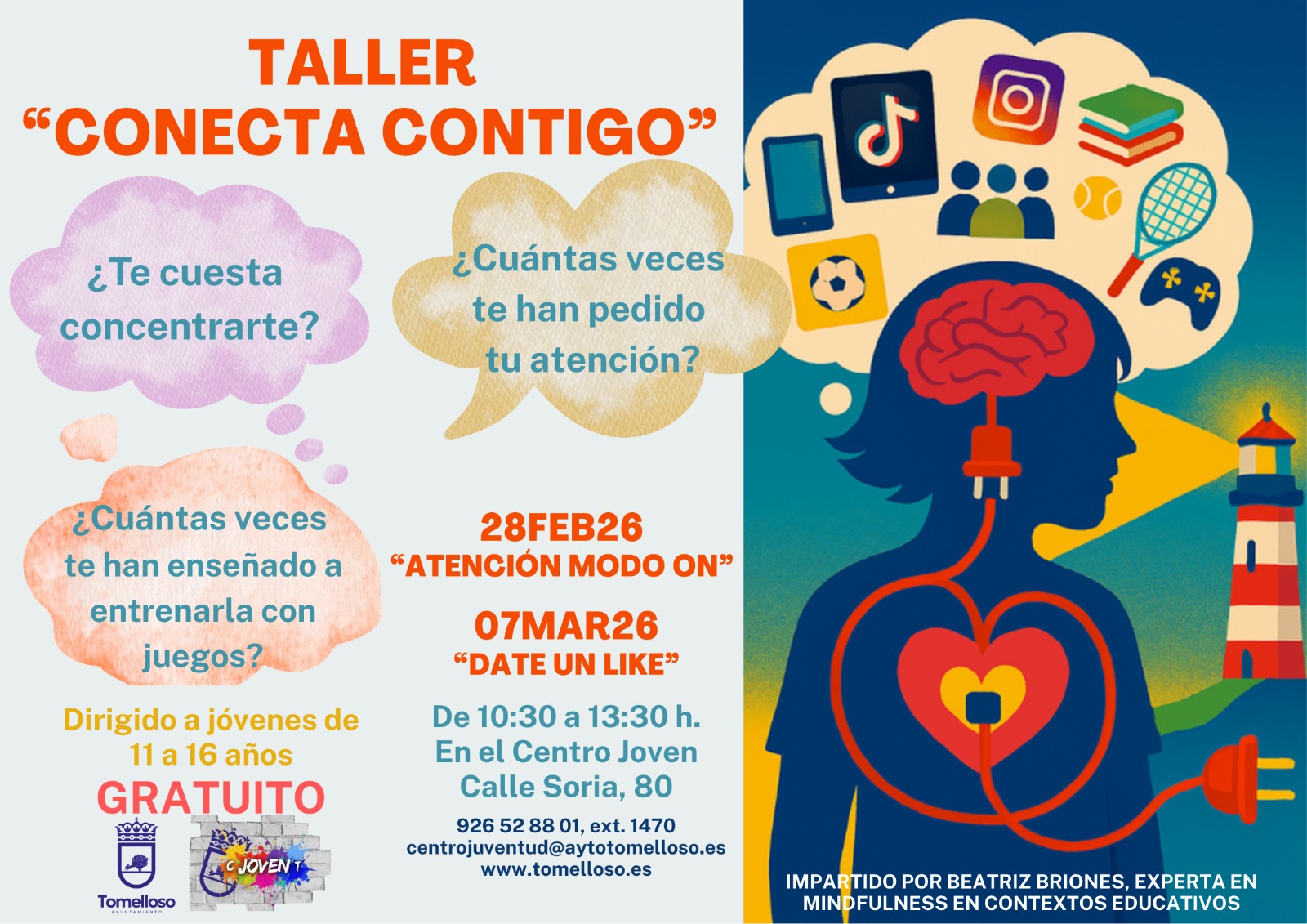La concejalía de Juventud programa el taller “Conecta contigo” para jóvenes de 11 a 16 años