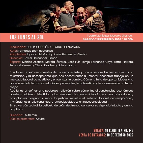 “Los Lunes al Sol”: la obra que retrata la lucha por el empleo llega a Tomelloso este febrero 1 “Los Lunes al Sol”: la obra que retrata la lucha por el empleo llega a Tomelloso este febrero