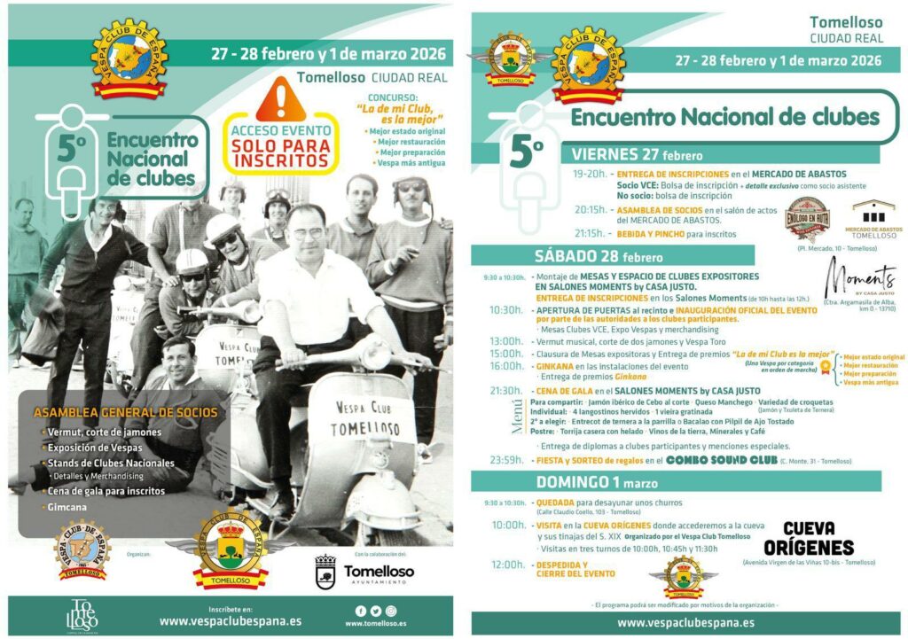 Tomelloso se prepara para el 5º Encuentro Nacional de Vespas: Pasión y tradición 1 vespas tomelloso cuevas