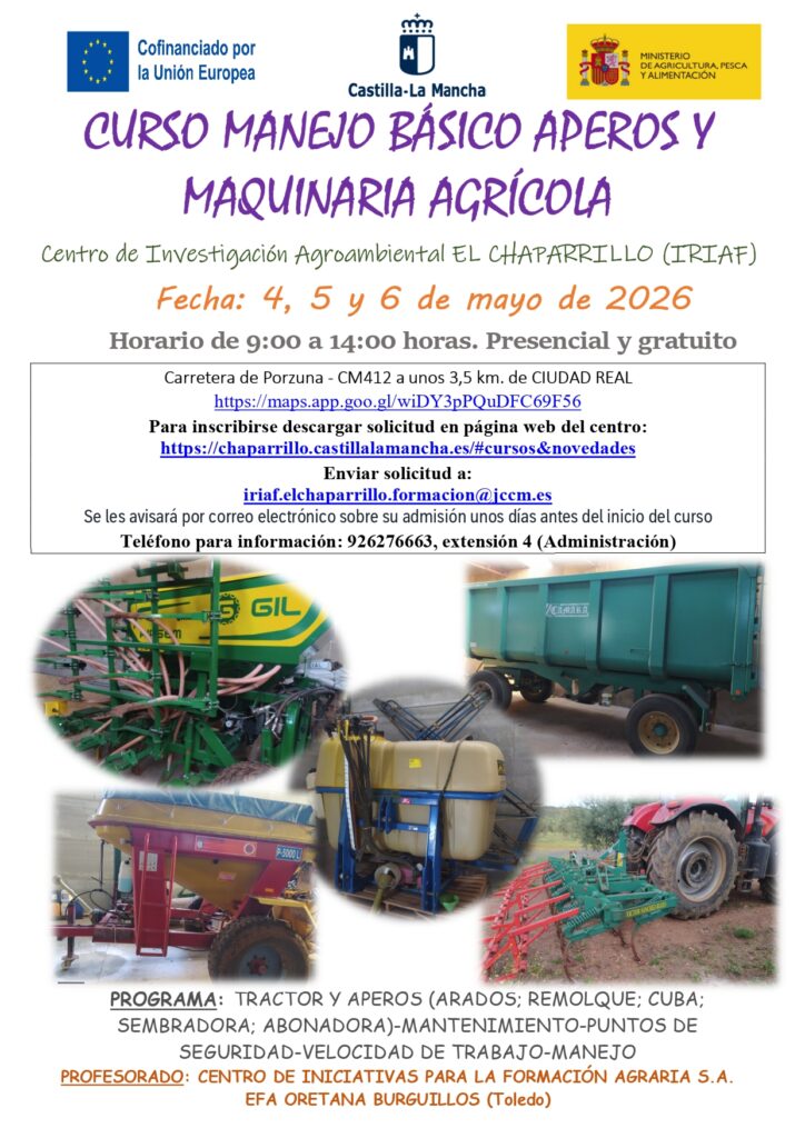 IRIAF abre en mayo una formación presencial clave para aprender el uso básico de maquinaria agrícola 1 cursoaperosmaquinatria