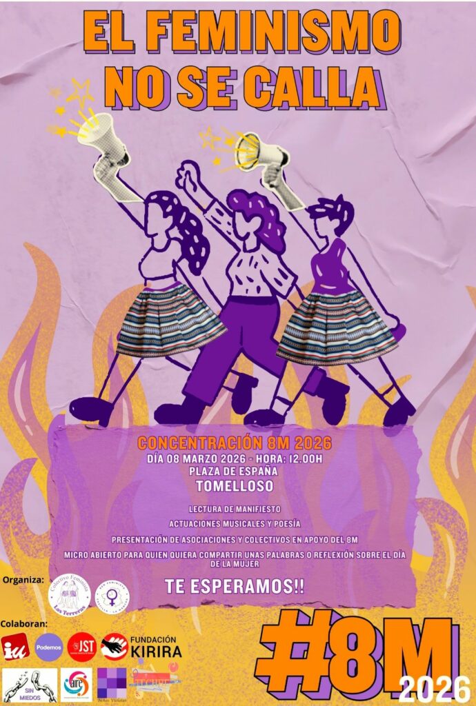 Colectivo Feminista Las Terreras convoca en Tomelloso una concentración este 8M 2026 bajo el lema “El feminismo no se calla” 1 el feminismo no se calla 2