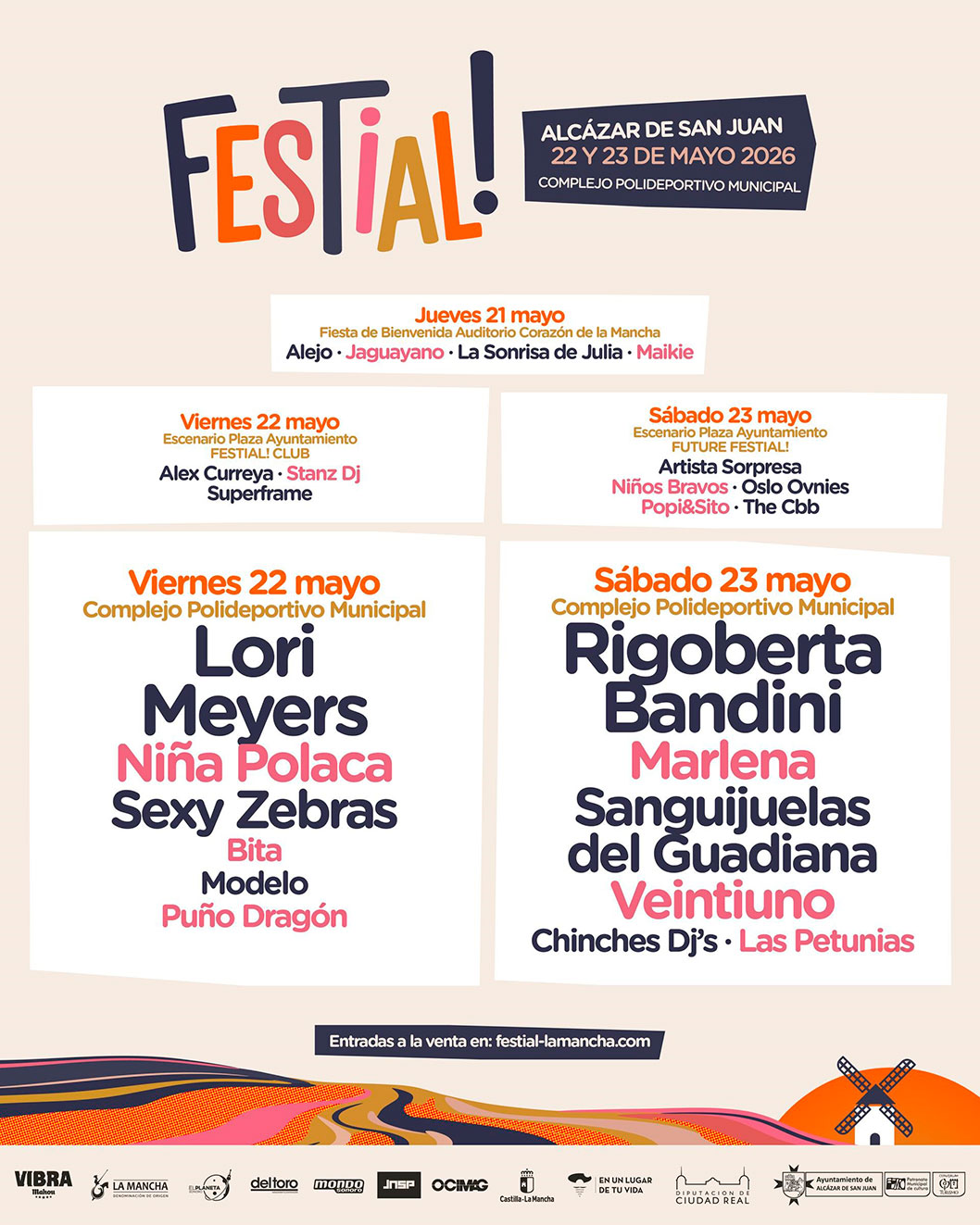 Festial! 2026 anuncia su cartel por días con artistas como Lori Meyers y Rigoberta Bandini