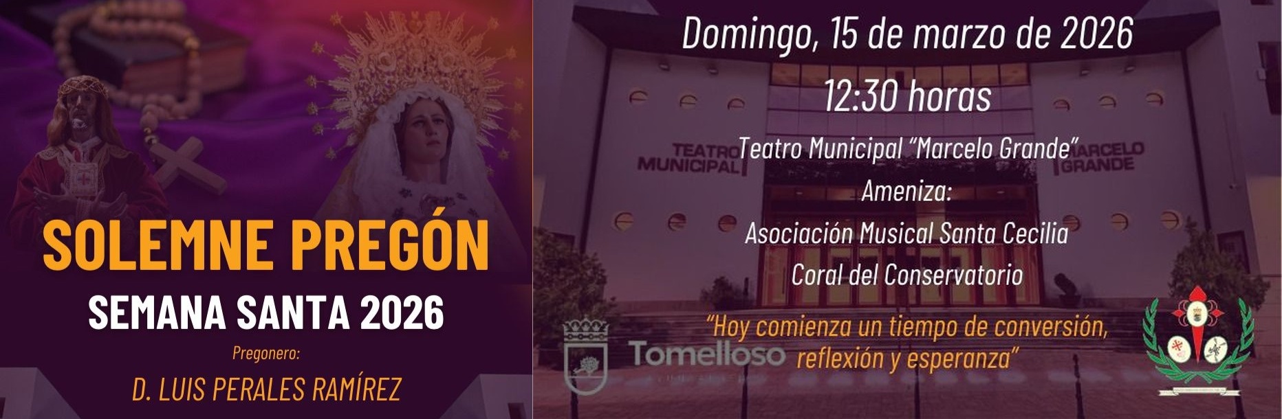 La A.M. Santa Cecilia pondrá música al Pregón de Semana Santa 2026 de Tomelloso