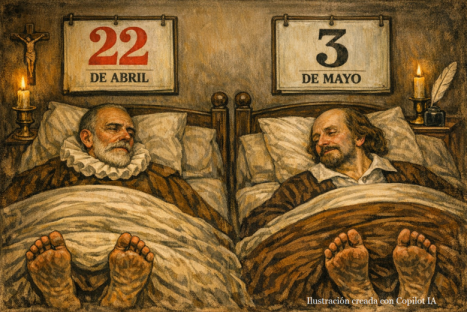 Cervantes y Shakespeare murieron el mismo día, pero en distintos calendarios