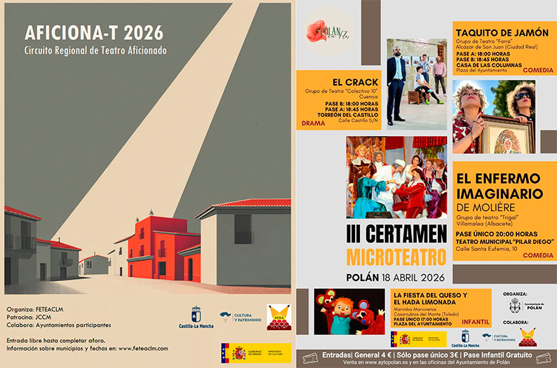 Castilla-La Mancha acoge un intenso fin de semana de teatro aficionado con el III Certamen de Microteatro de Polán y nuevas funciones del circuito Aficiona-T 2026
