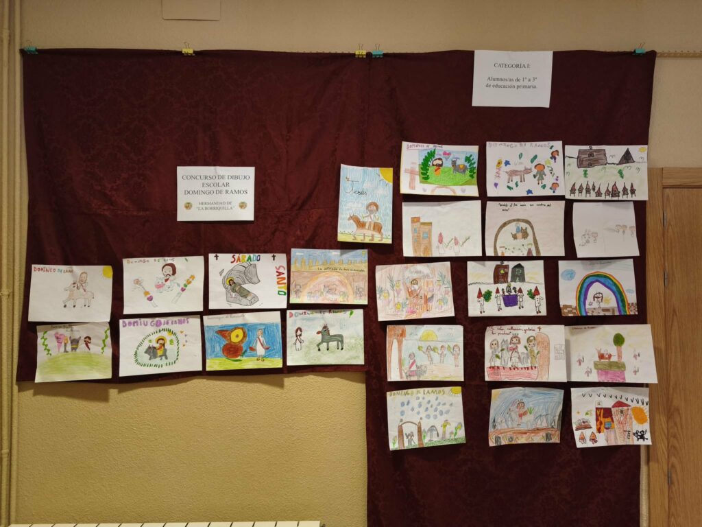 La Hermandad de La Borriquilla de Tomelloso expone en la Biblioteca Municipal los dibujos del I Concurso Infantil donde ya hay ganadores 1 ibujodomingoderamos 2