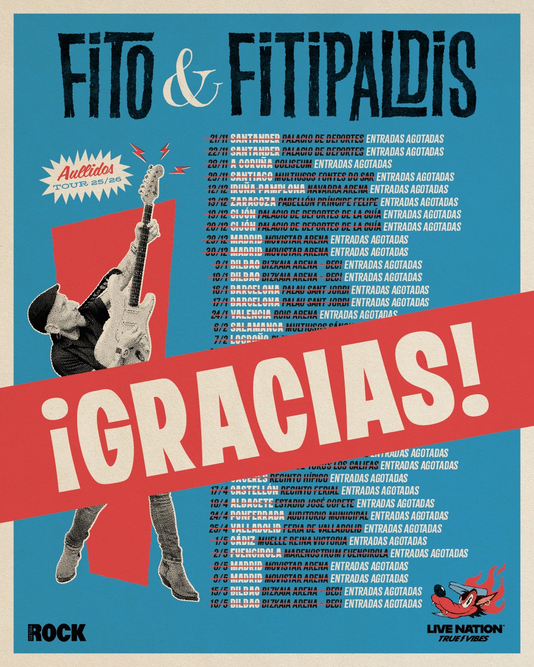 Fito & Fitipaldis se despiden de Aullidos Tour tras agotar sus 38 conciertos con 457.227 entradas vendidas