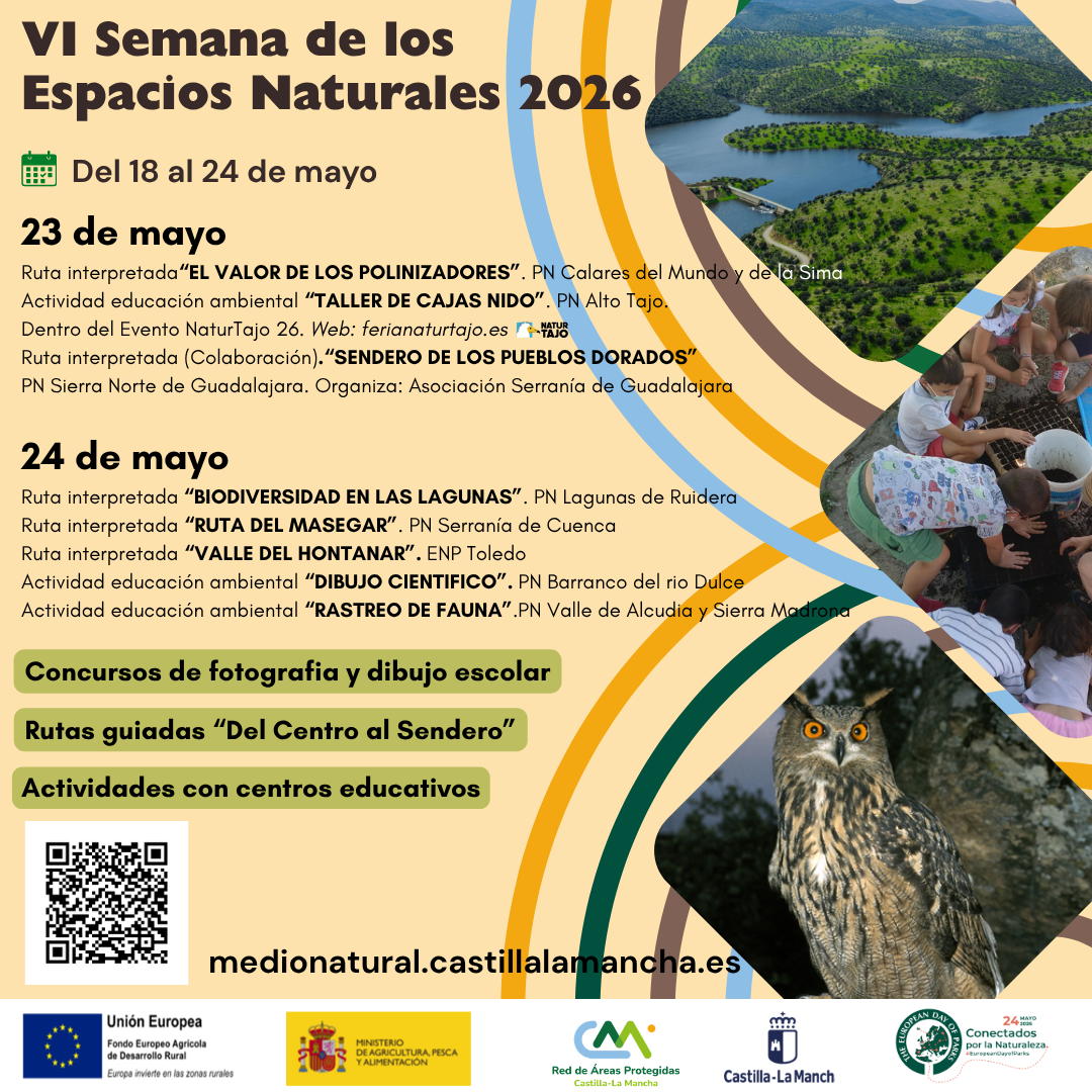 Castilla-La Mancha celebra la VI Semana de los Espacios Naturales Protegidos con actividades gratuitas y concursos para acercar la biodiversidad a la ciudadanía 1 Castilla-La Mancha celebra la VI Semana de los Espacios Naturales Protegidos con actividades gratuitas y concursos para acercar la biodiversidad a la ciudadanía