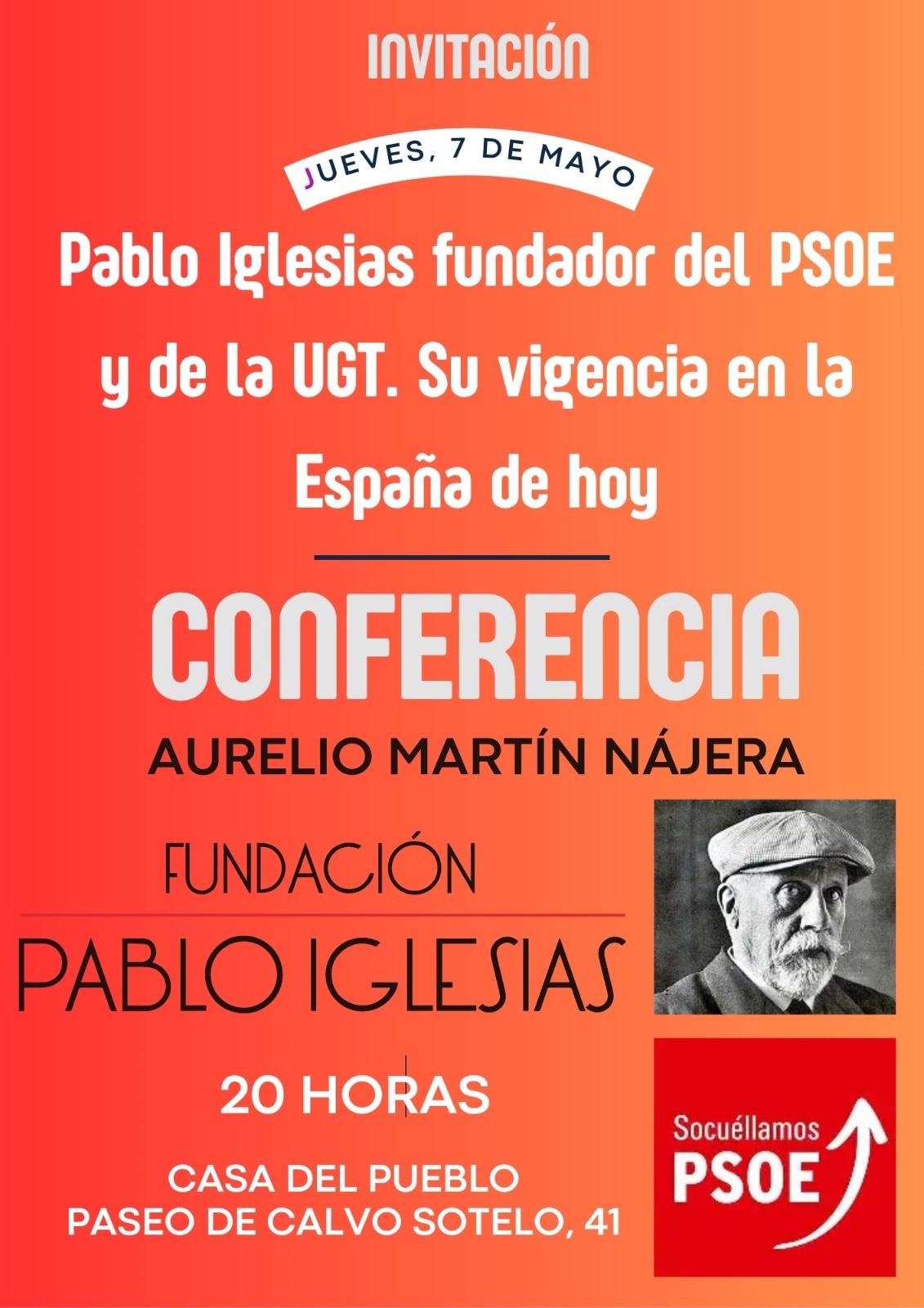 El PSOE de Socuéllamos analiza el legado de Pablo Iglesias en una conferencia sobre su vigencia histórica