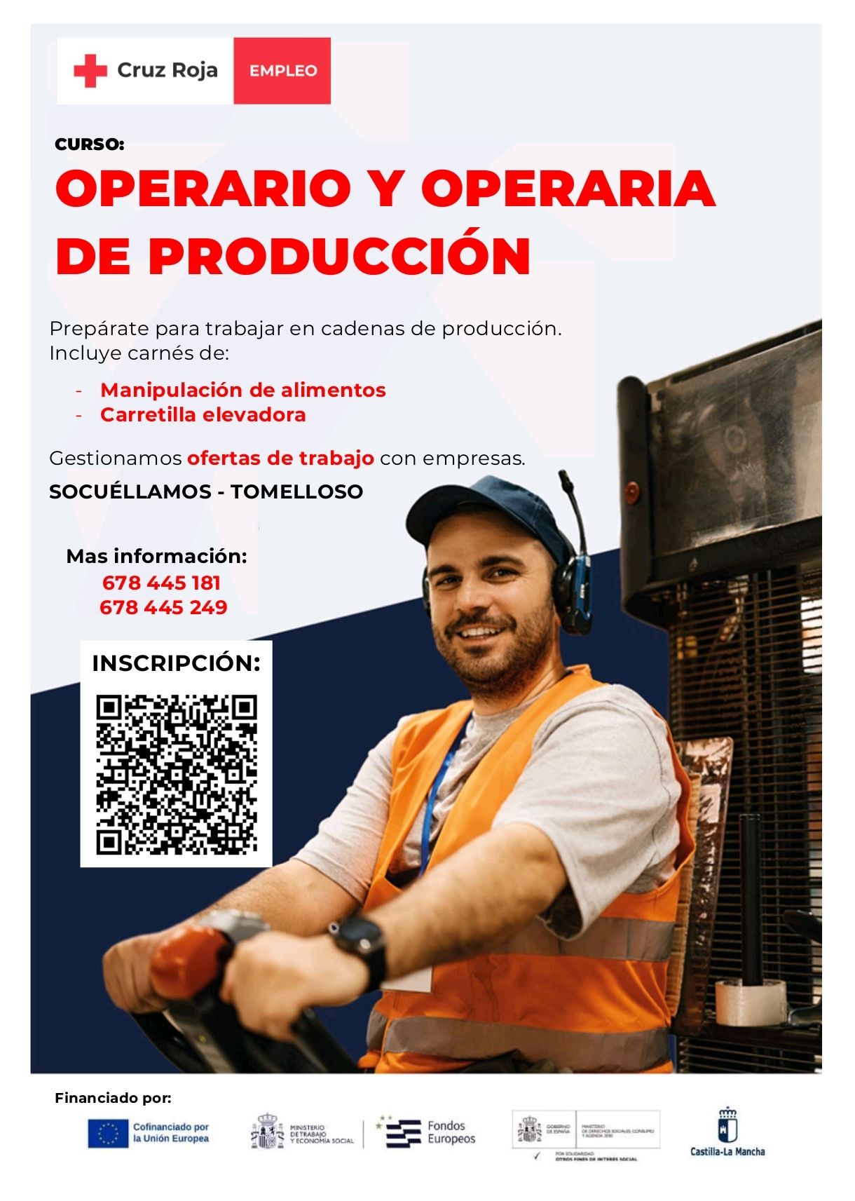 Cruz Roja abre en Tomelloso un nuevo curso gratuito de operario y operaria de producción