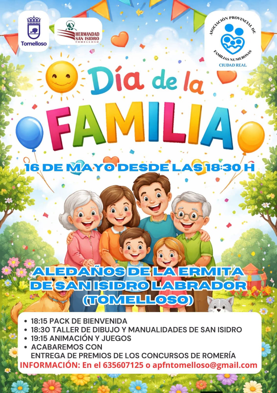 La Asociación Provincial de Familias Numerosas llevará el Día de la Familia a la ermita de San Isidro de Tomelloso