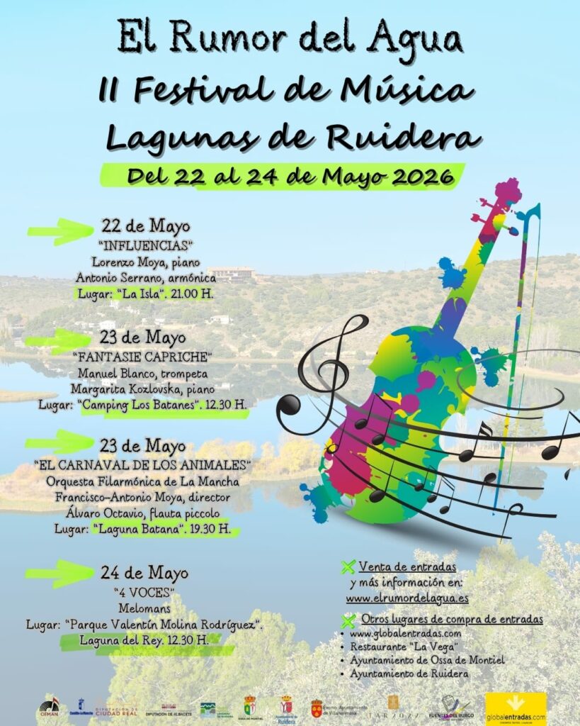 El Rumor del Agua llevará la música a las Lagunas de Ruidera del 22 al 24 de mayo de 2026 1 El Rumor del Agua llevará la música a las Lagunas de Ruidera del 22 al 24 de mayo de 2026