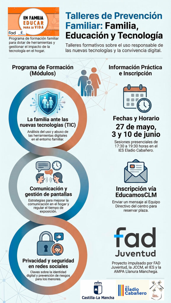 Familias conectadas, hijos protegidos: el IES Eladio Cabañero impulsa la educación digital en casa 1 familiascxonectadasieseladio