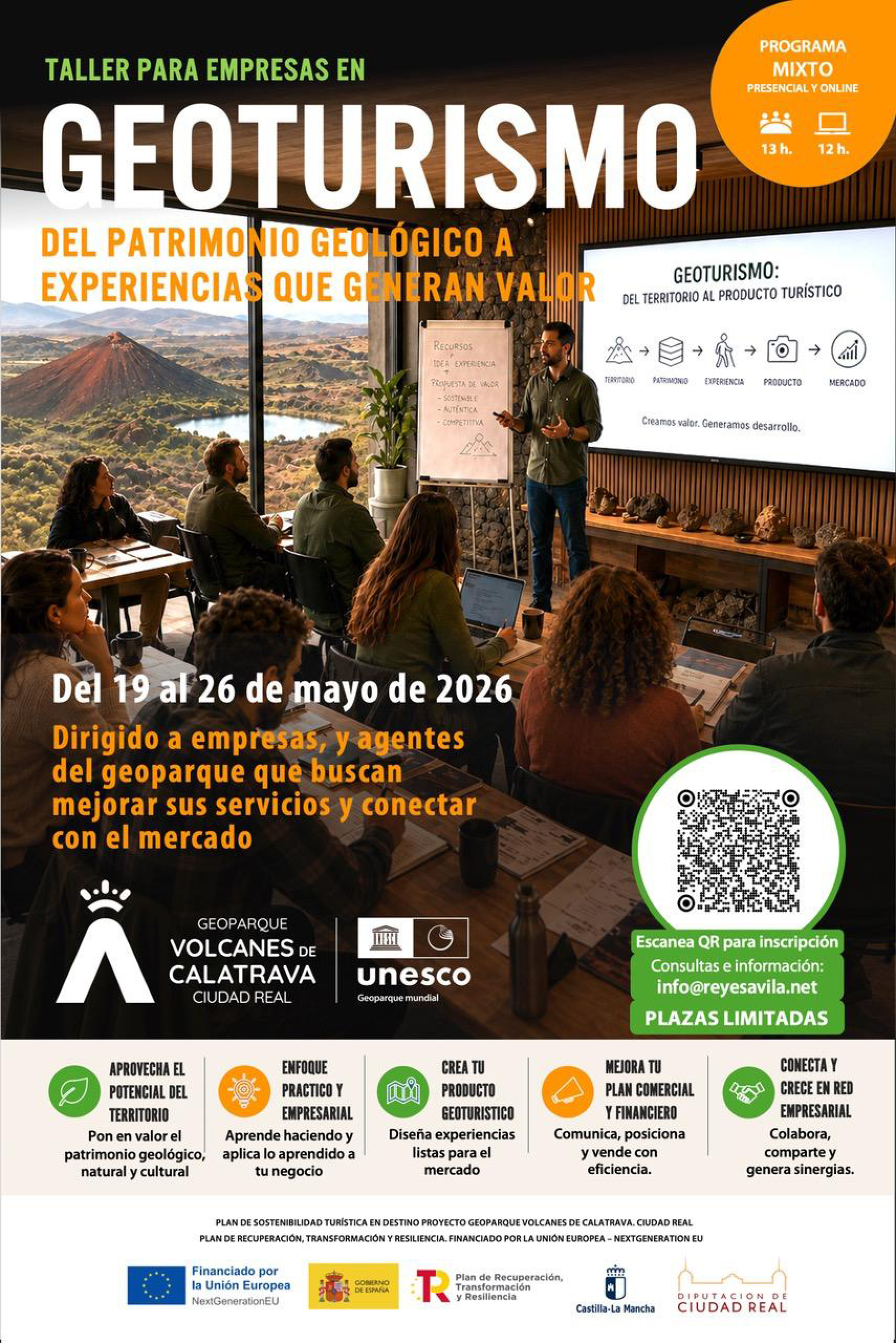 La Diputación de Ciudad Real impulsa un taller para empresas sobre geoturismo en el Geoparque Volcanes de Calatrava