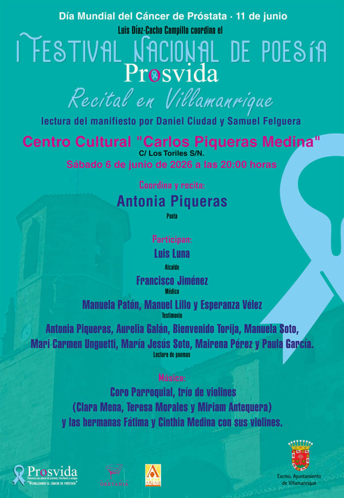 Villamanrique acoge uno de los recitales del I Festival Nacional de Poesía PROSVIDA contra el cáncer de próstata 1 villamanriqueprosvida 2