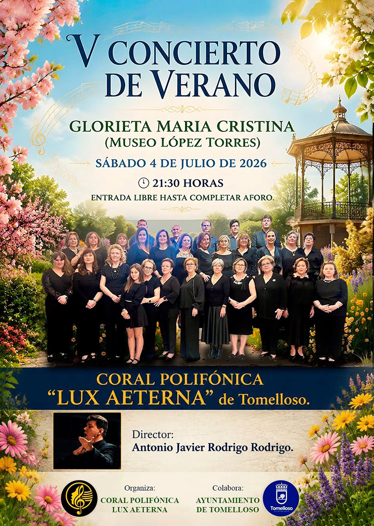 La Coral Polifónica Lux Aeterna lleva su V Concierto de Verano a la Glorieta María Cristina de Tomelloso