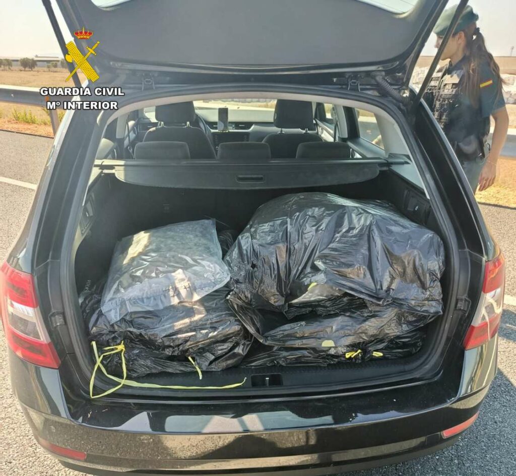 Golpe al tráfico de drogas en la A-33: llevaba 40 kilos de marihuana ocultos en el maletero 1 drogacaudete 2