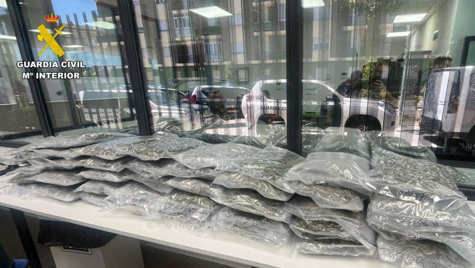 Golpe al tráfico de drogas en la A-33: llevaba 40 kilos de marihuana ocultos en el maletero