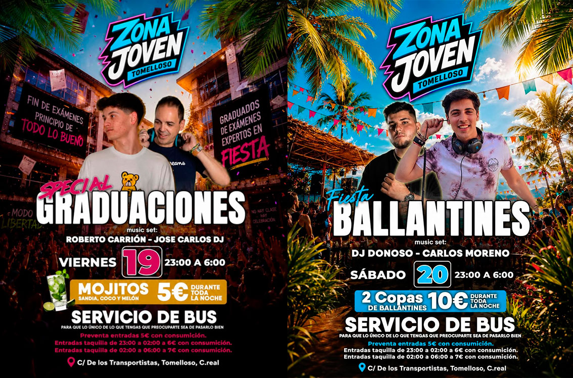 Especial Graduaciones y Fiesta Ballantine’s: Zona Joven Tomelloso prepara dos noches grandes de música y celebración