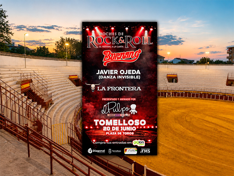 Tomelloso se prepara para llenar mañana la Plaza de Toros con Burning, La Frontera y Javier Ojeda