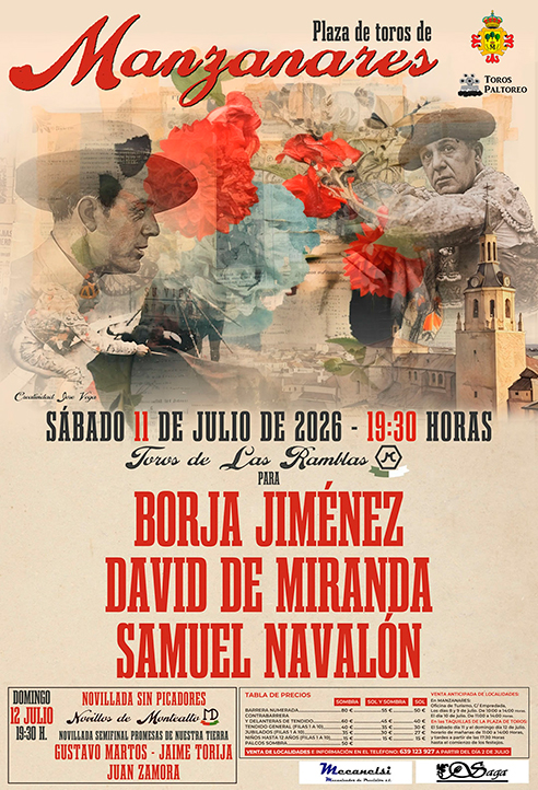 Borja Jiménez, David de Miranda y Samuel Navalón, cartel para la feria de Manzanares