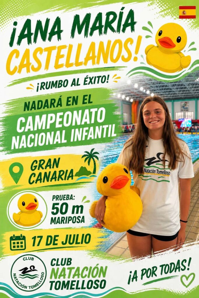 Orgullo para Tomelloso: Ana María Castellanos se clasifica para el Nacional Infantil de Natación 1 Orgullo para Tomelloso: Ana María Castellanos se clasifica para el Nacional Infantil de Natación