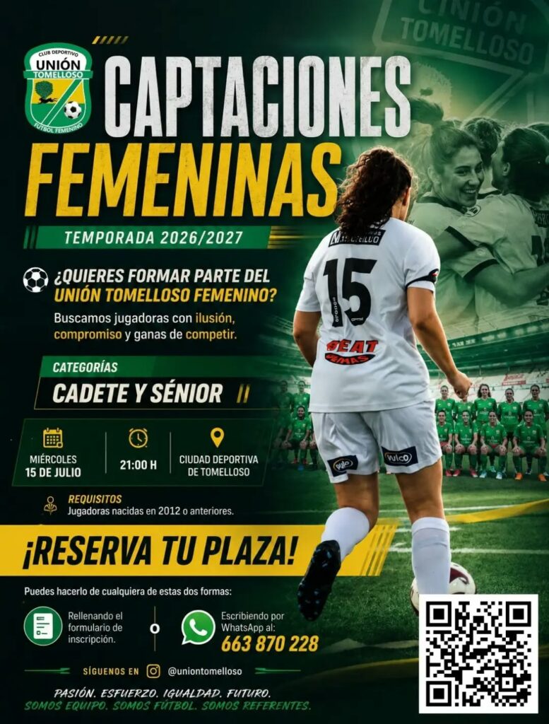 El Unión Tomelloso Femenino abre sus captaciones para la temporada 2026/2027 1 El Unión Tomelloso Femenino abre sus captaciones para la temporada 2026/2027