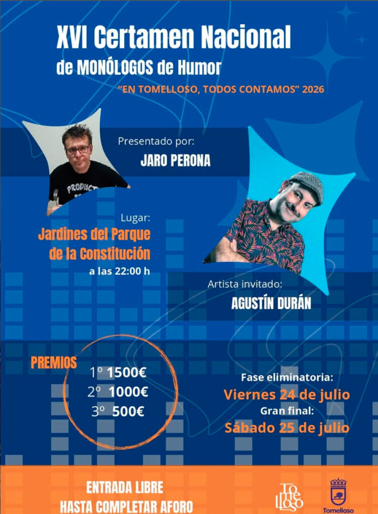 Tomelloso se prepara para reír con el XVI Certamen Nacional de Monólogos de Humor 1 Tomelloso se prepara para reír con el XVI Certamen Nacional de Monólogos de Humor