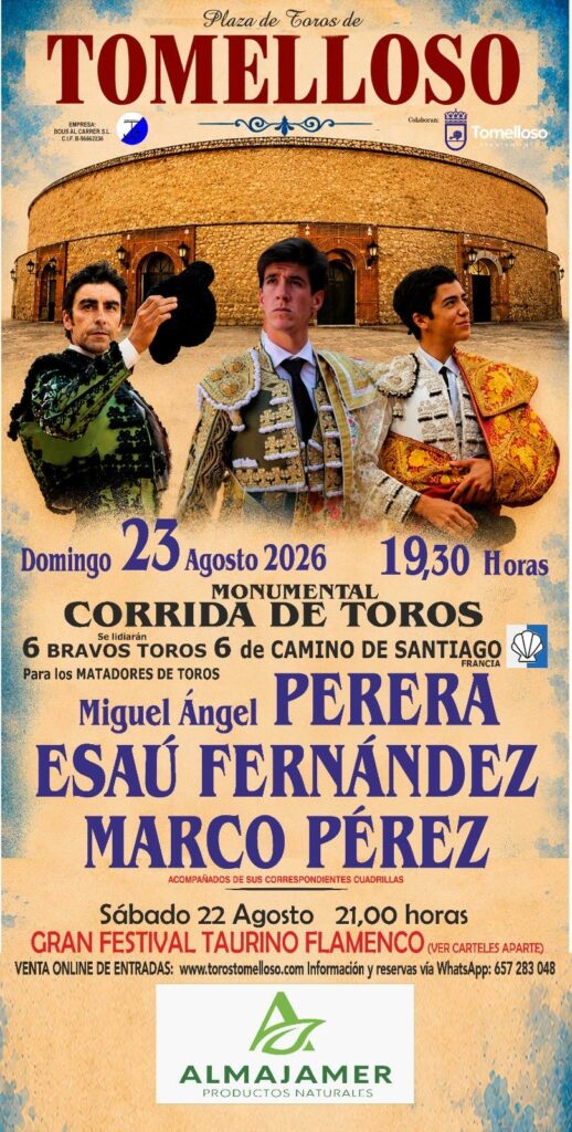 Tomelloso reúne a Perera, Esaú Fernández, Marco Pérez y Los Chunguitos en su gran programación taurina de Feria 3 corrida feria tomelloso 2026 8