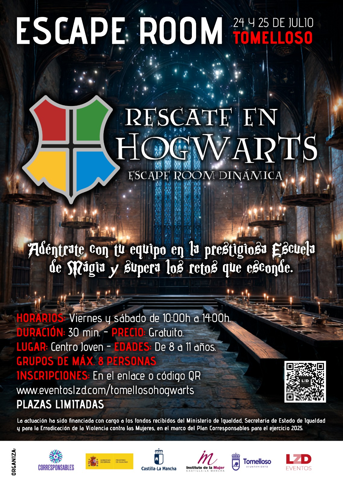 Tomelloso invita a los más pequeños a participar en el Escape Room «Rescate en Hogwarts» 1 La concejalía de Infancia organiza el Scape Room “Rescate en Hogwarts”