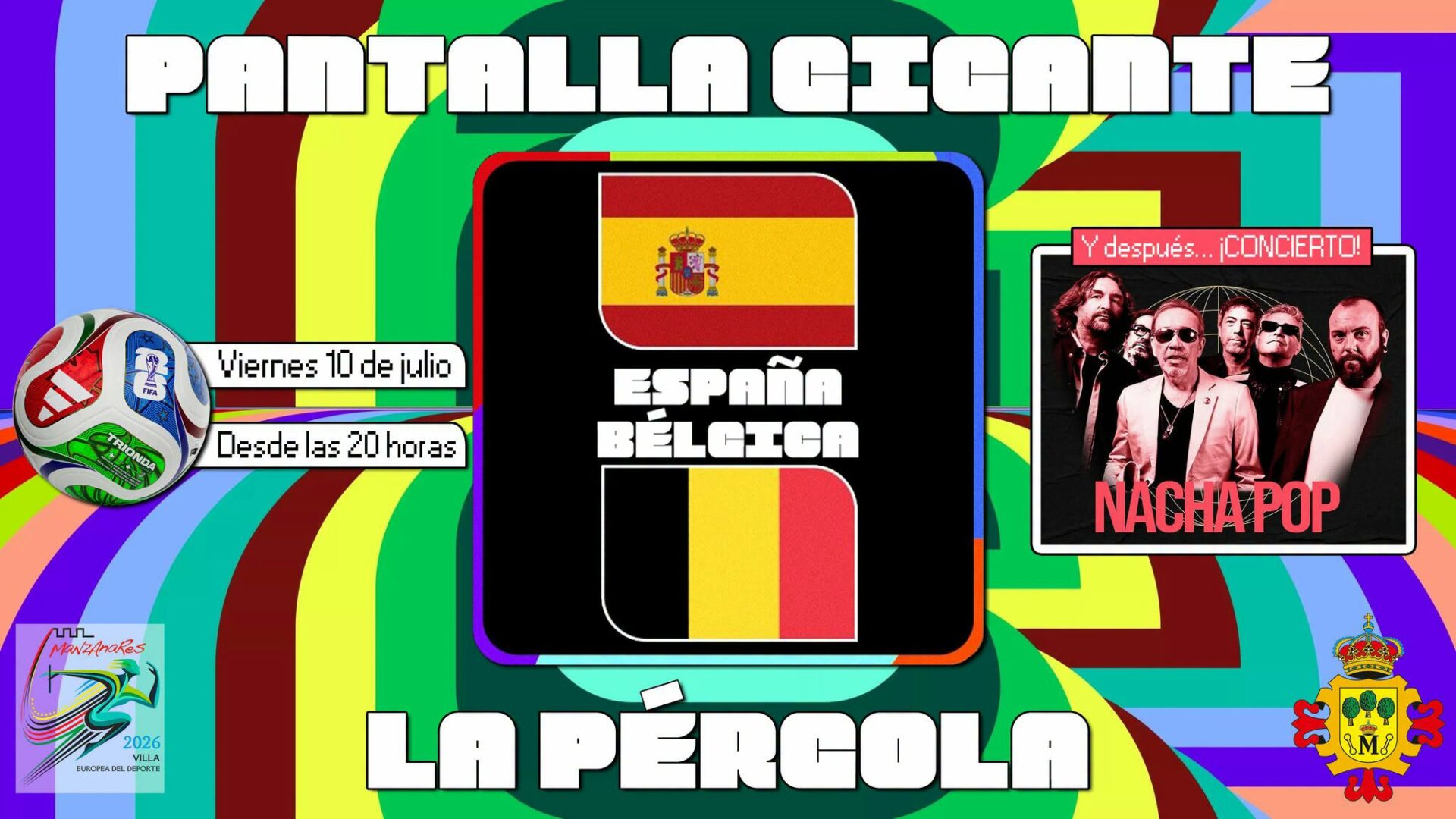 Manzanares vivirá el España-Bélgica del Mundial 2026 en pantalla gigante y con concierto de Nacha Pop